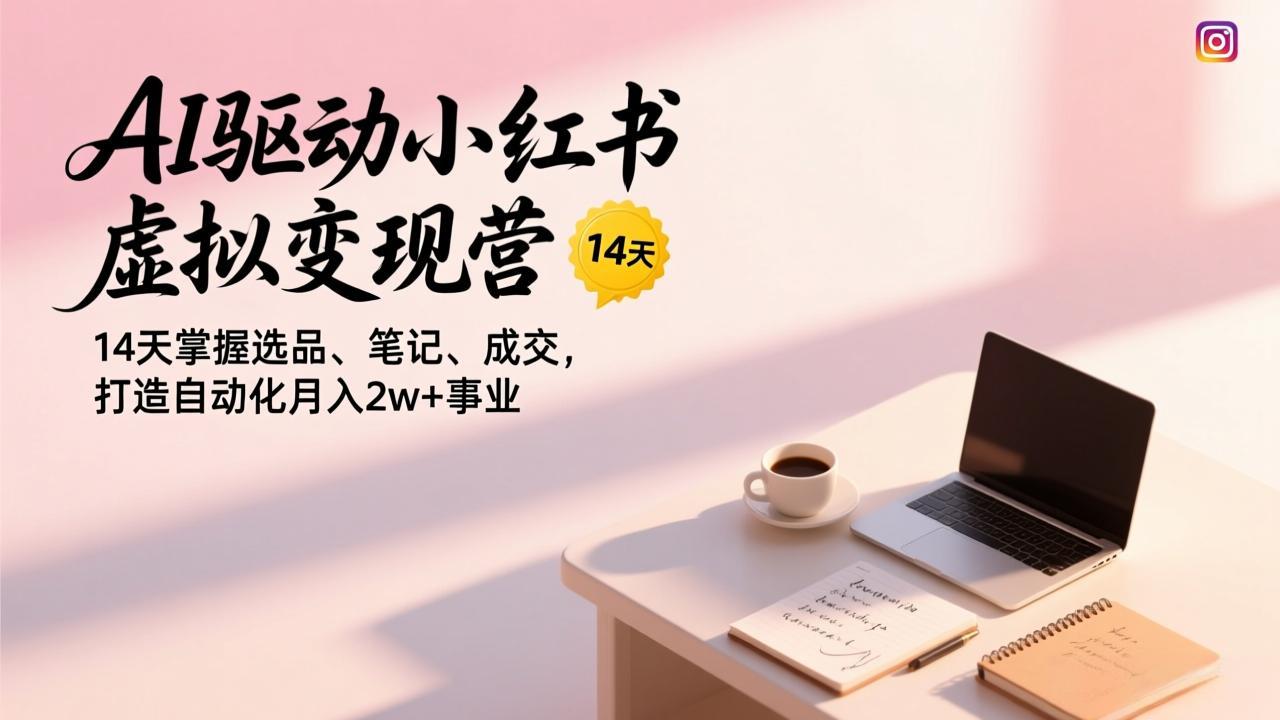 AI驱动小红书虚拟变现营，14天掌握选品、笔记、成交，打造自动化月入2w+事业-青禾学社