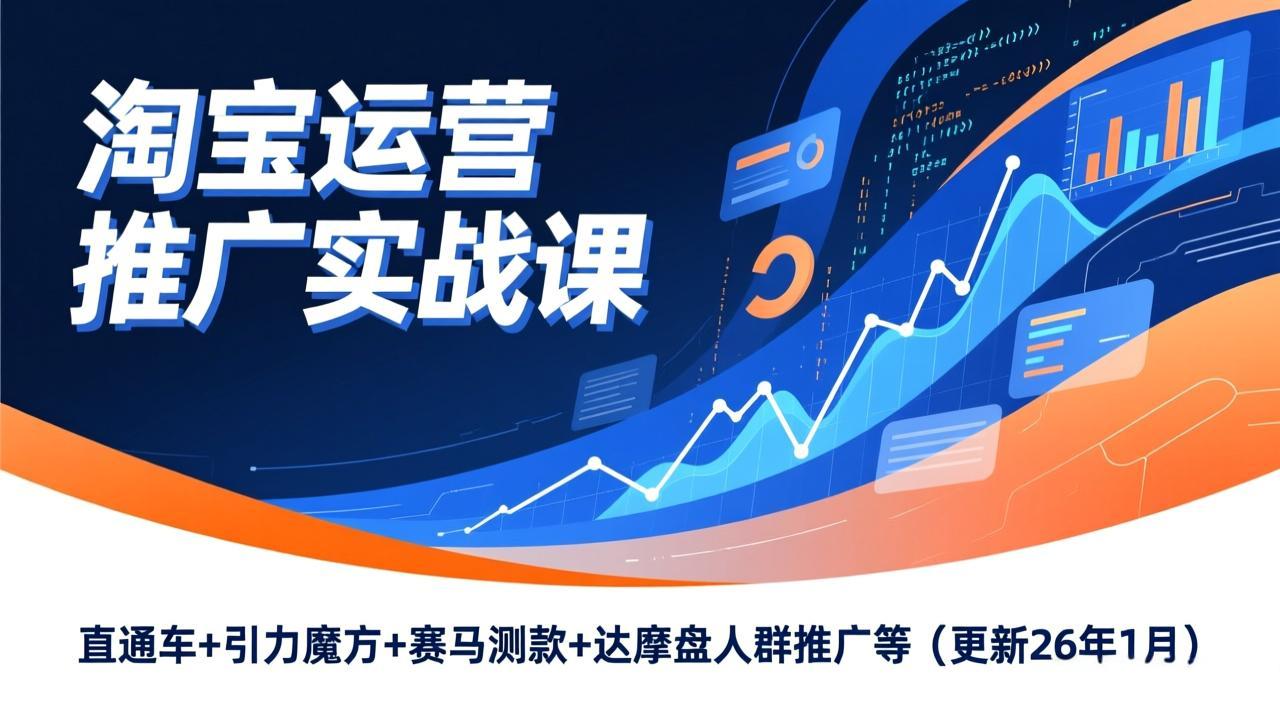 淘宝运营推广实战课,直通车+引力魔方+赛马测款+达摩盘人群推广等(更新26年1月-青禾学社