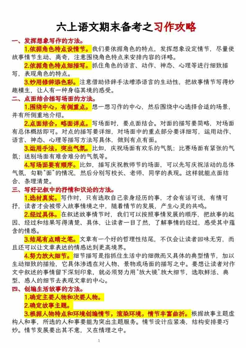 六上语文期末备考之习作攻略-青禾学社