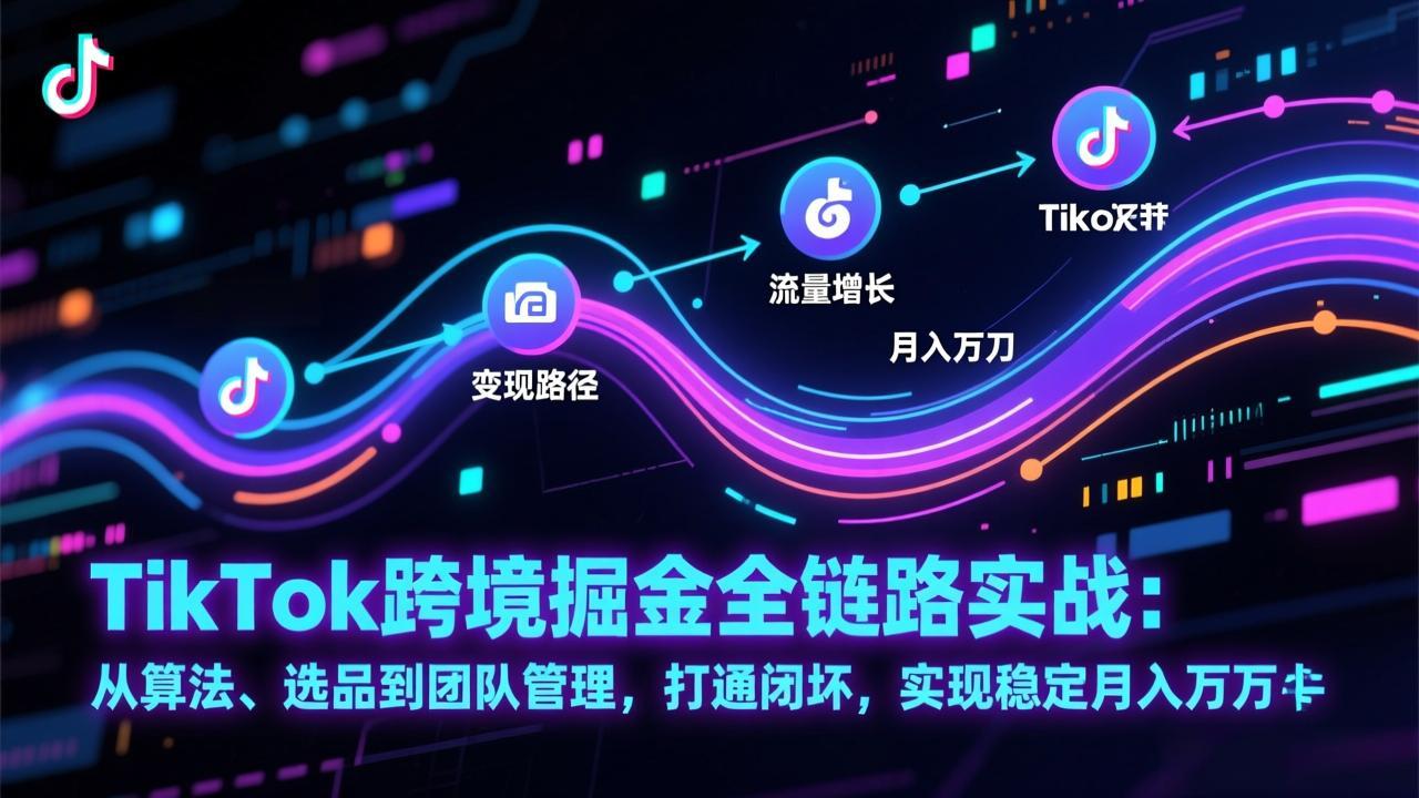 TikTok跨境掘金全链路实战：从算法、选品到团队管理，打通闭环，实现稳定月入万刀-青禾学社