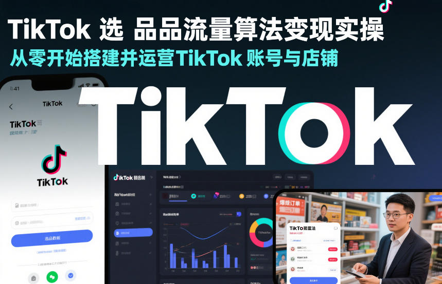 TikTok选品流量算法变现实操，从零开始搭建并运营TikTok账号与店铺-青禾学社