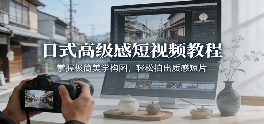 日式高级感短视频教程：掌握极简美学构图，轻松拍出质感短片-青禾学社