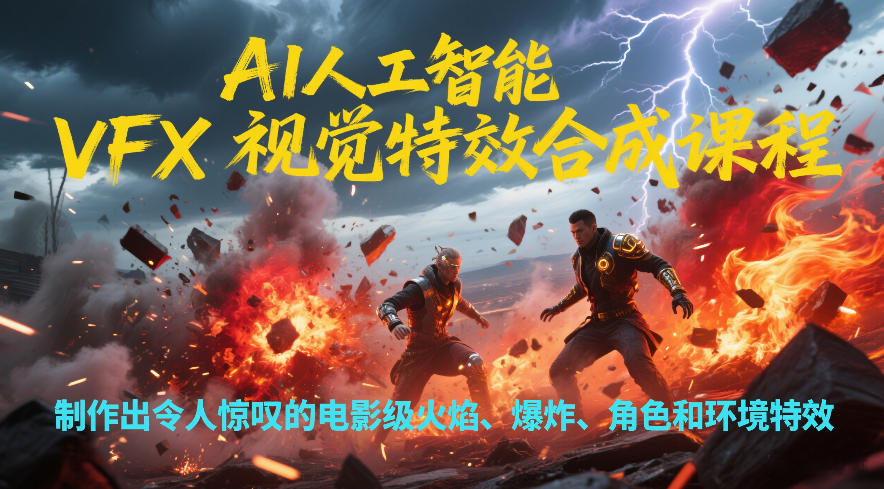 AI人工智能VFX视觉特效合成课程,制作出令人惊叹的电影级火焰、爆炸、角色和环境特效-青禾学社
