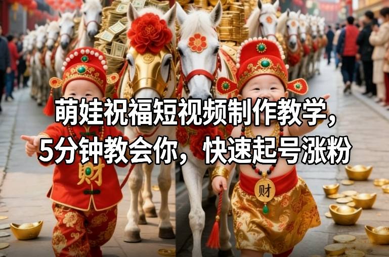 萌娃祝福短视频制作教学，5分钟教会你，快速起号涨粉-青禾学社