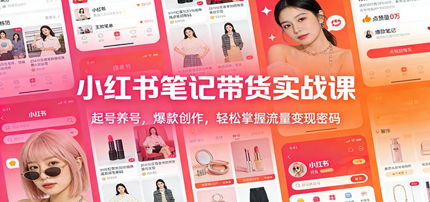 小红书笔记带货实战课：起号养号，爆款创作，轻松掌握流量变现密码-青禾学社