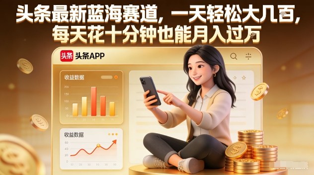 头条最新蓝海赛道，一天轻松大几张，每天花十分钟也能月入过1W【揭秘】-青禾学社