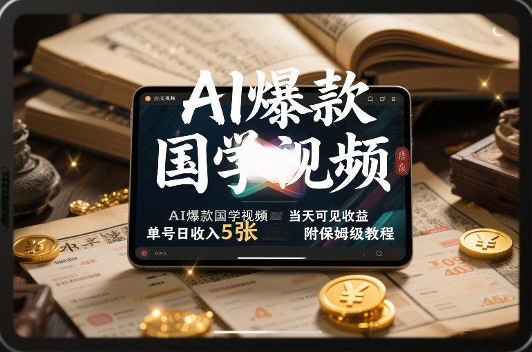 AI爆款国学视频，独家起号方法，小白直接上手，当天可见收益，单号日收入5张+附保姆级教程-青禾学社