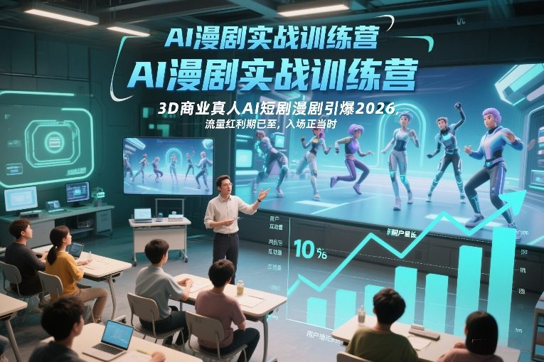 AI漫剧实战训练营，3D商业真人AI短剧漫剧引爆2026，流量红利期已至，入场正当时-青禾学社