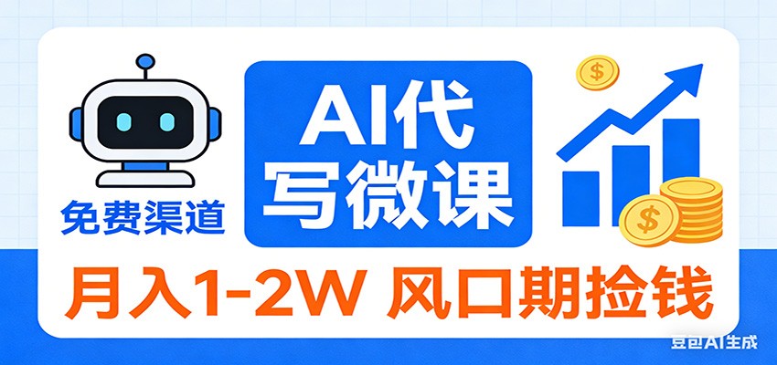 2026告别打工！AI 代写微课，提供免费渠道，月入 1-2W 风口期捡钱-青禾学社