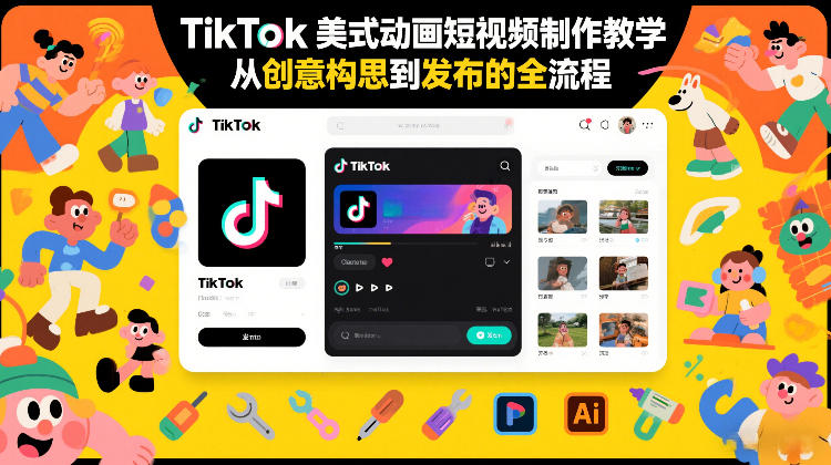 TikTok美式动画短视频制作教学，从创意构思到发布的全流程-青禾学社
