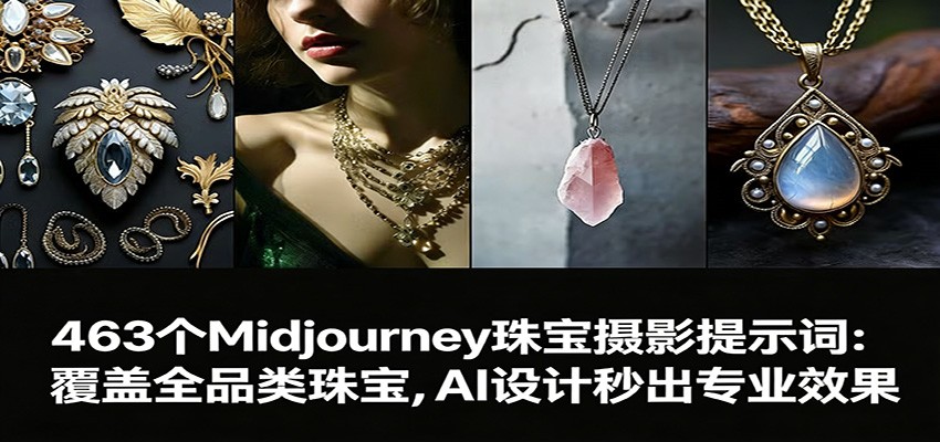 463个Midjourney珠宝摄影提示词：覆盖全品类珠宝，AI设计秒出专业效果-青禾学社