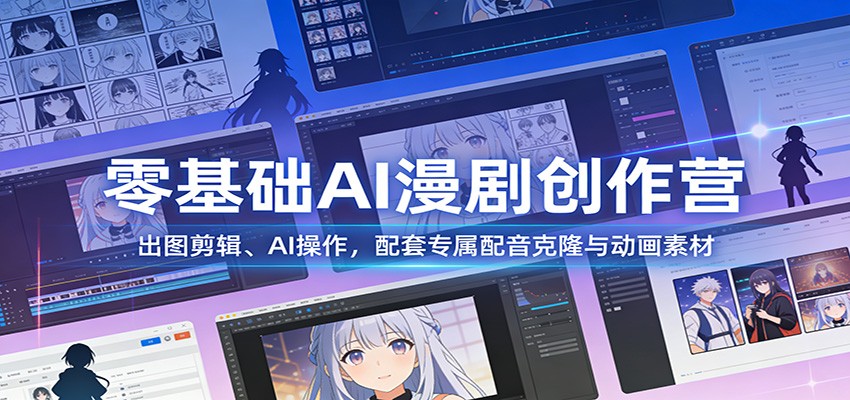 零基础AI漫剧创作营：出图剪辑、AI操作，配套专属配音克隆与动画素材-青禾学社