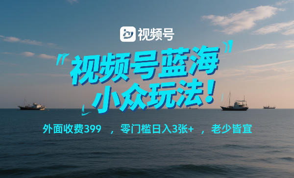 视频号蓝海小众玩法！外面收费399，零门槛日入3张+，老少皆宜-青禾学社