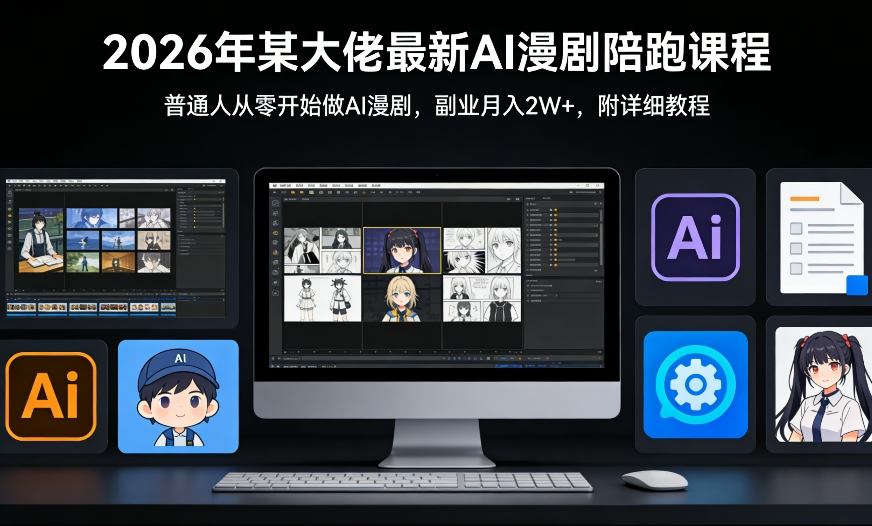 26年某大佬最新Ai漫剧陪跑课程，普通人从零开始做AI漫剧，副业月入2W+-青禾学社