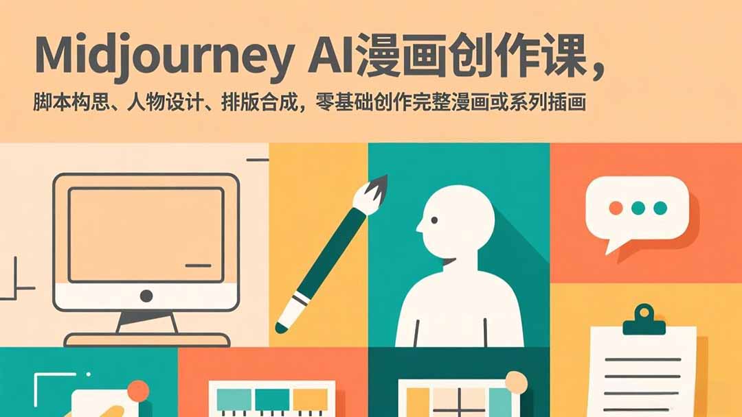 Midjourney AI漫画创作课，脚本构思、人物设计、排版合成，零基础创作完整漫画或系列插画-青禾学社
