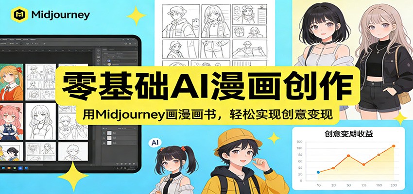 零基础AI漫画创作：用Midjourney画漫画书，轻松实现创意变现-青禾学社
