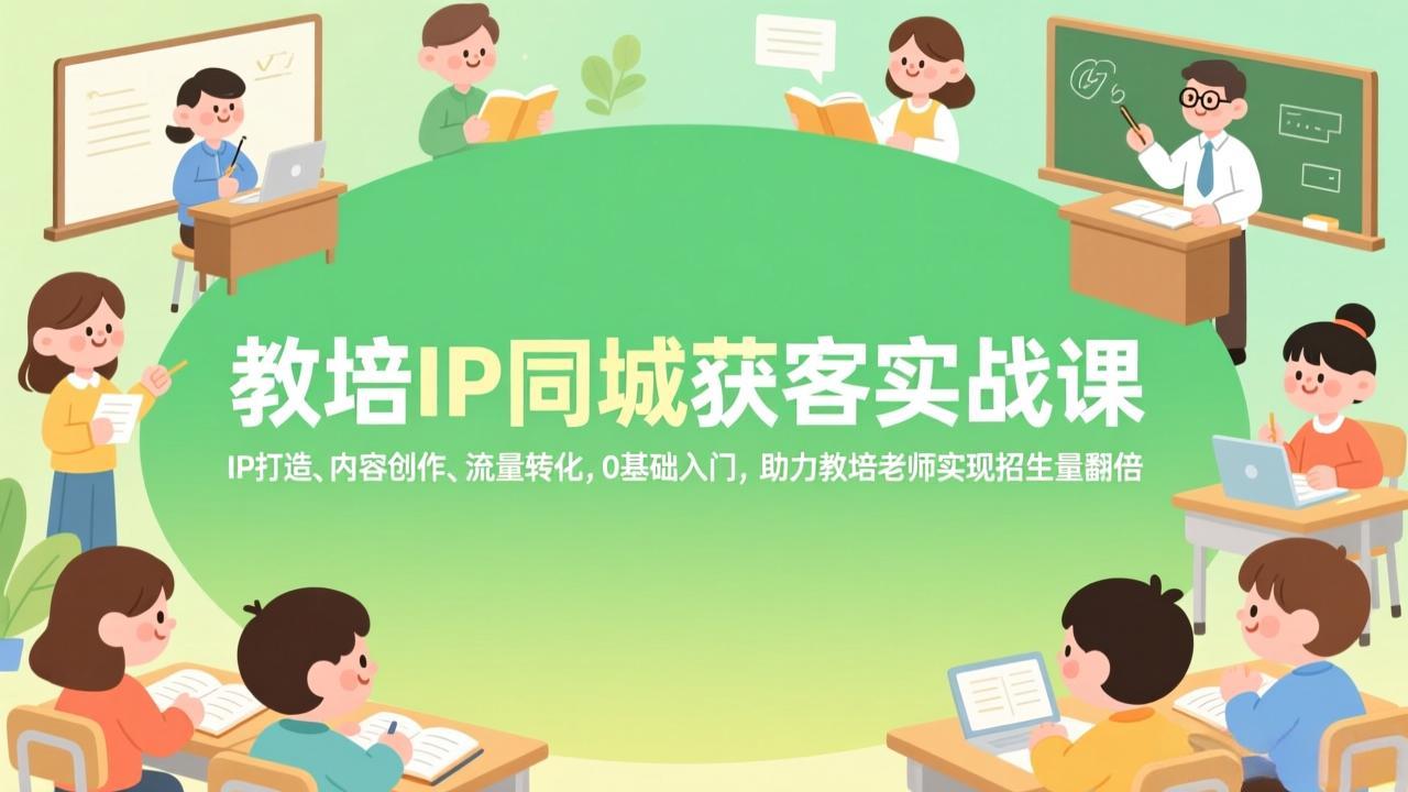 教培IP同城获客实战课，IP打造、内容创作、流量转化，0基础入门，助力教培老师实现招生量翻倍-青禾学社