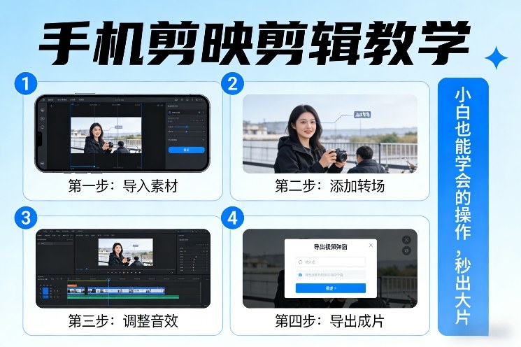 手机剪映剪辑教学，小白也能学会的操作，秒出大片-青禾学社