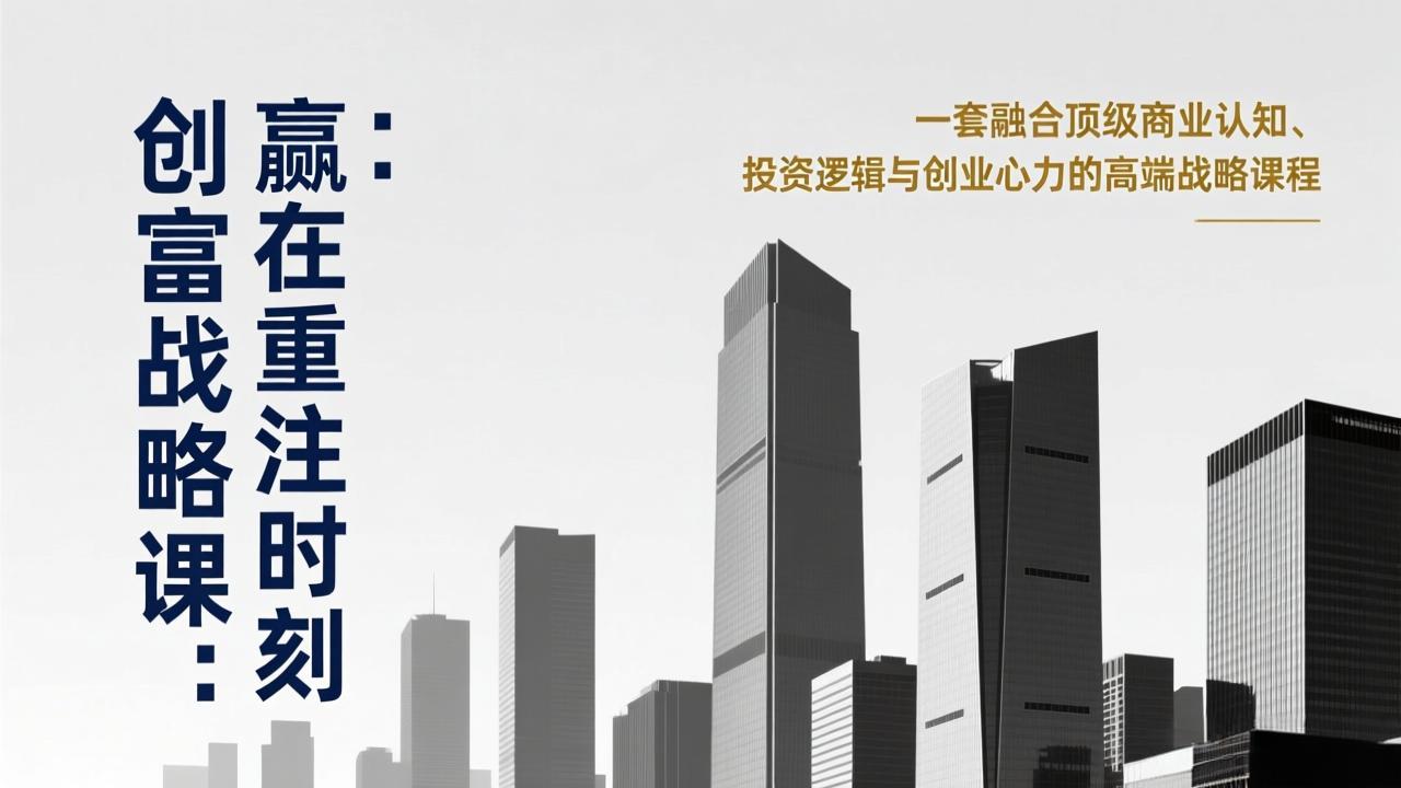 《创富战略课：赢在重注时刻》一套融合顶级商业认知、投资逻辑与创业心力的高端战略课程-青禾学社