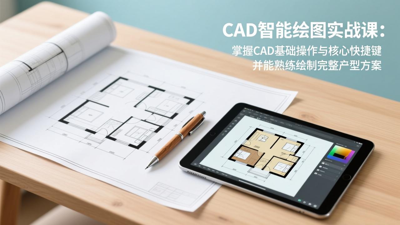 CAD智能绘图实战课：掌握CAD基础操作与核心快捷键，并能熟练绘制完整户型方案-青禾学社
