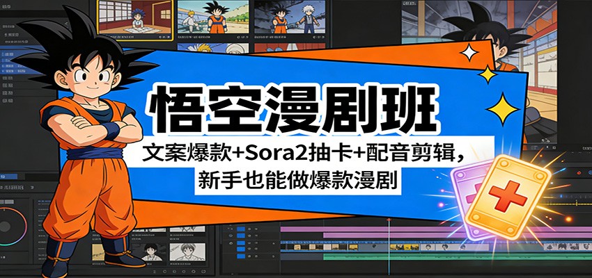 悟空漫剧班：文案爆款+Sora2抽卡+配音剪辑，新手也能做爆款漫剧-青禾学社