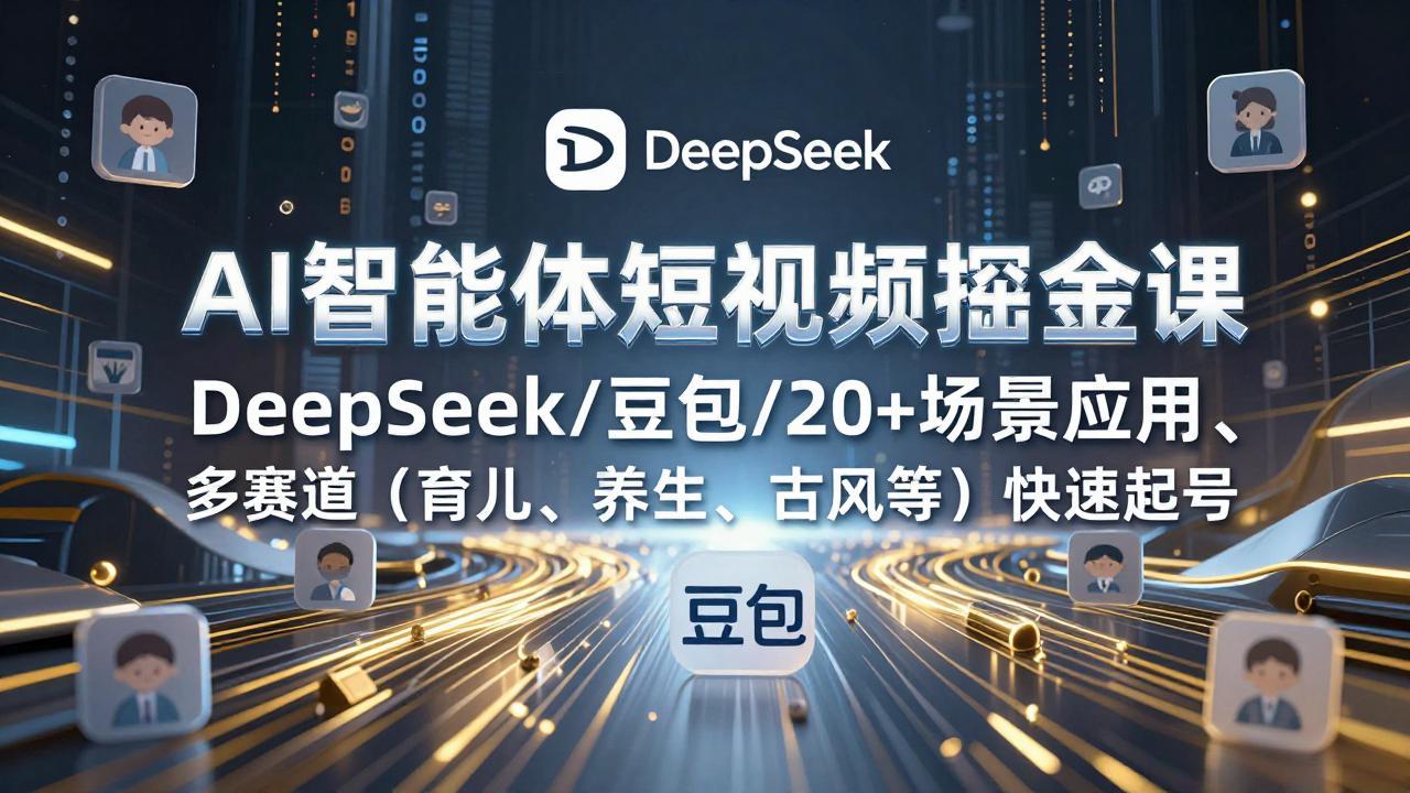 AI智能体短视频掘金课，DeepSeek/豆包/20+场景应用、多赛道(育儿、养生、古风等-青禾学社