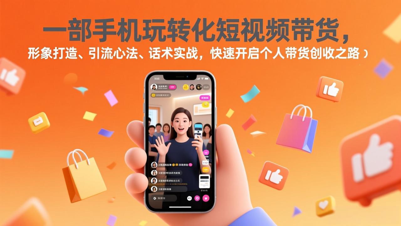 一部手机玩转化短视频带货，形象打造、引流心法、话术实战，快速开启个人带货创收之路-青禾学社