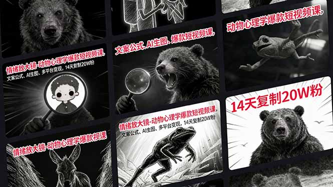 情绪放大镜-动物心理学爆款短视频课，文案公式、AI生图、多平台变现，14天复制20W粉-青禾学社