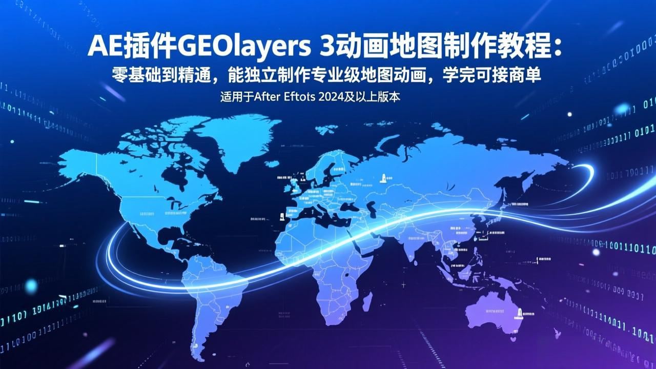 AE插件GEOlayers 3动画地图制作教程：零基础到精通，能独立制作专业级地图动画，学完可接商单-青禾学社