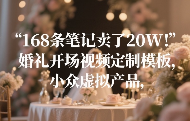 168条笔记卖了20W！婚礼开场视频定制模板，小众虚拟产品-青禾学社