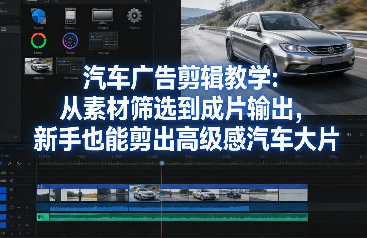 汽车广告剪辑教学：从素材筛选到成片输出，新手也能剪出高级感汽车大片-青禾学社