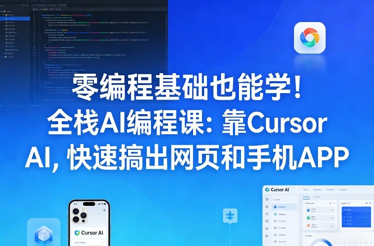 零编程基础也能学！全栈AI编程课：靠Cursor AI，快速搞出网页和手机APP-青禾学社