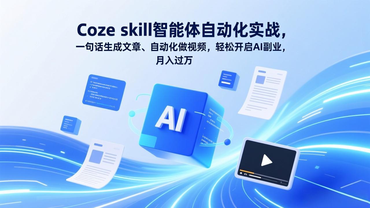 Coze skill智能体自动化实战，一句话生成文章、自动化做视频，轻松开启AI副业，月入过万-青禾学社