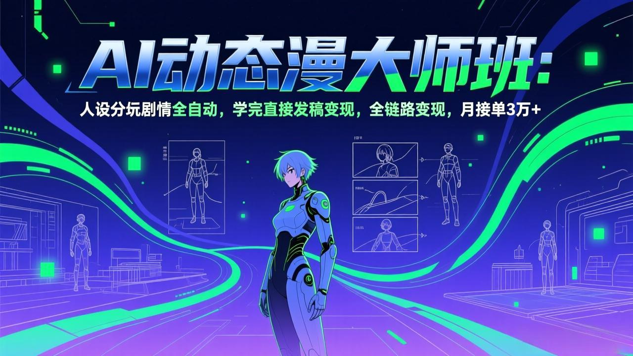 AI动态漫剧大师班：人设分镜剧情全自动，学完直接发稿变现，全链路变现，月接单3万+-青禾学社