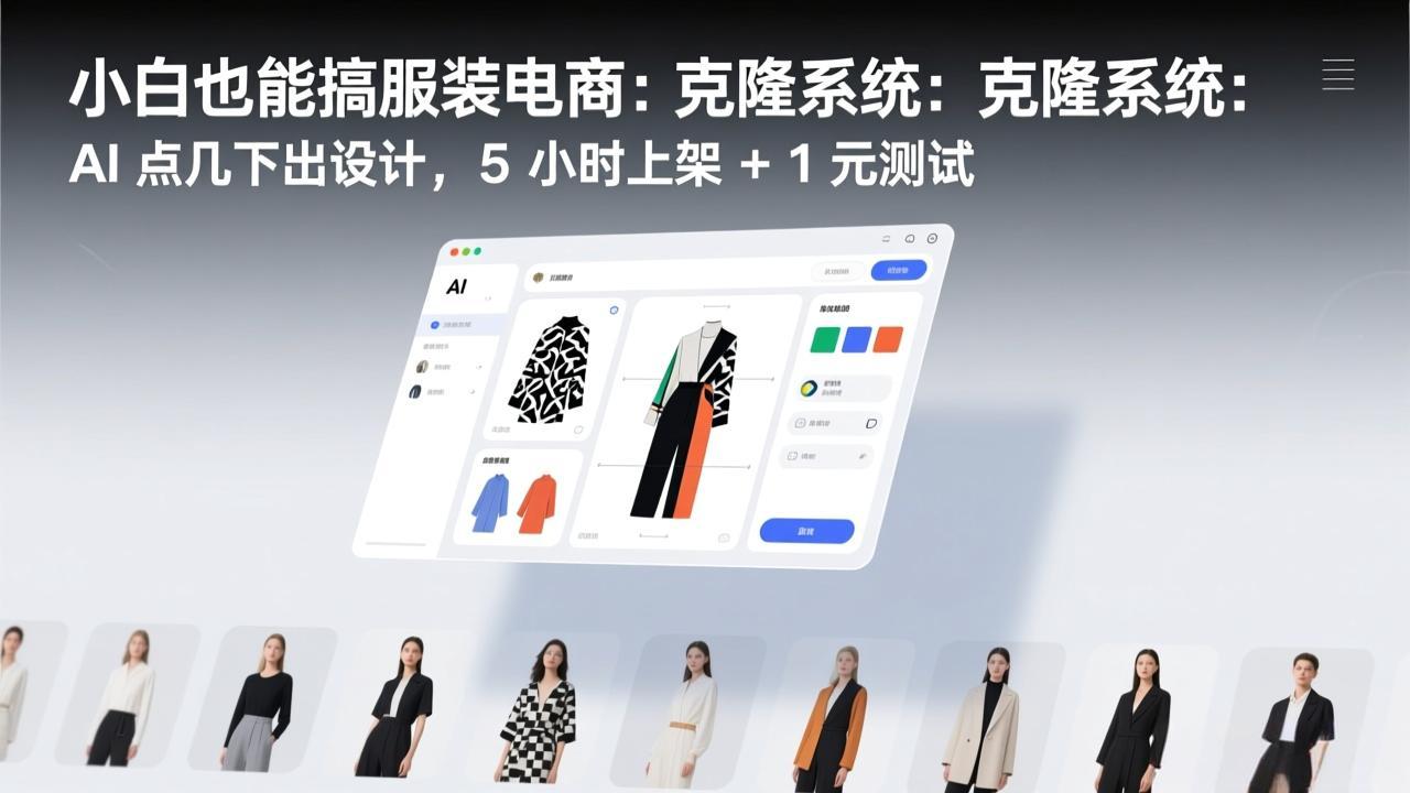 小白也能搞服装电商：克隆系统：AI 点几下出设计，5 小时上架 + 1 元测试-青禾学社