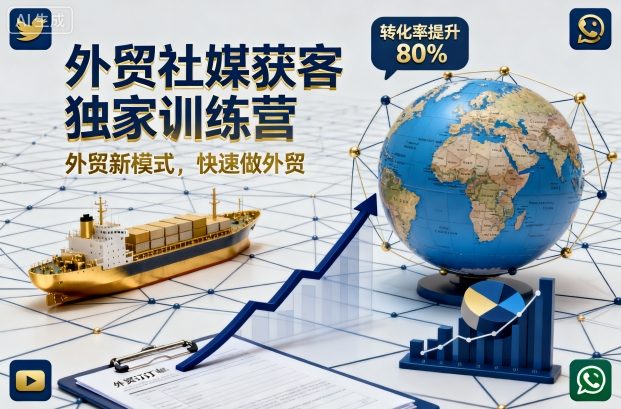 外贸社媒获客独家训练营，外贸新模式，快速做外贸(更新26年2月)-青禾学社