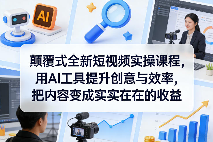 颠覆式全新短视频实操课程，用AI工具提升创意与效率，把内容变成实实在在的收益-青禾学社