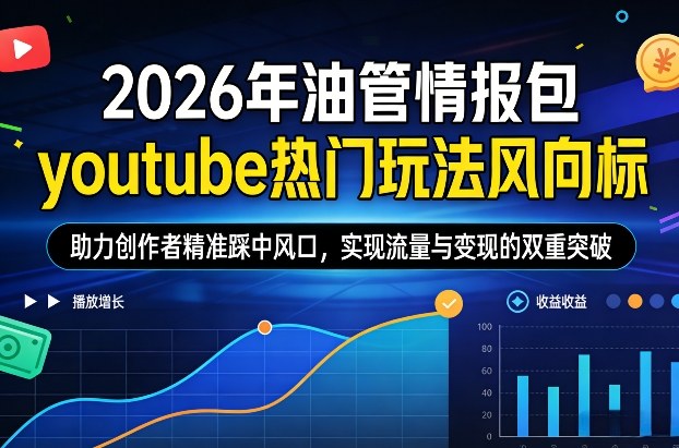 2026年油管情报包，youtube热门玩法风向标，助力创作者精准踩中风口，实现流量与变现的双重突破(更新)-青禾学社