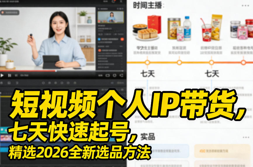短视频个人IP带货，七天快速起号，精选2026全新选品方法-青禾学社