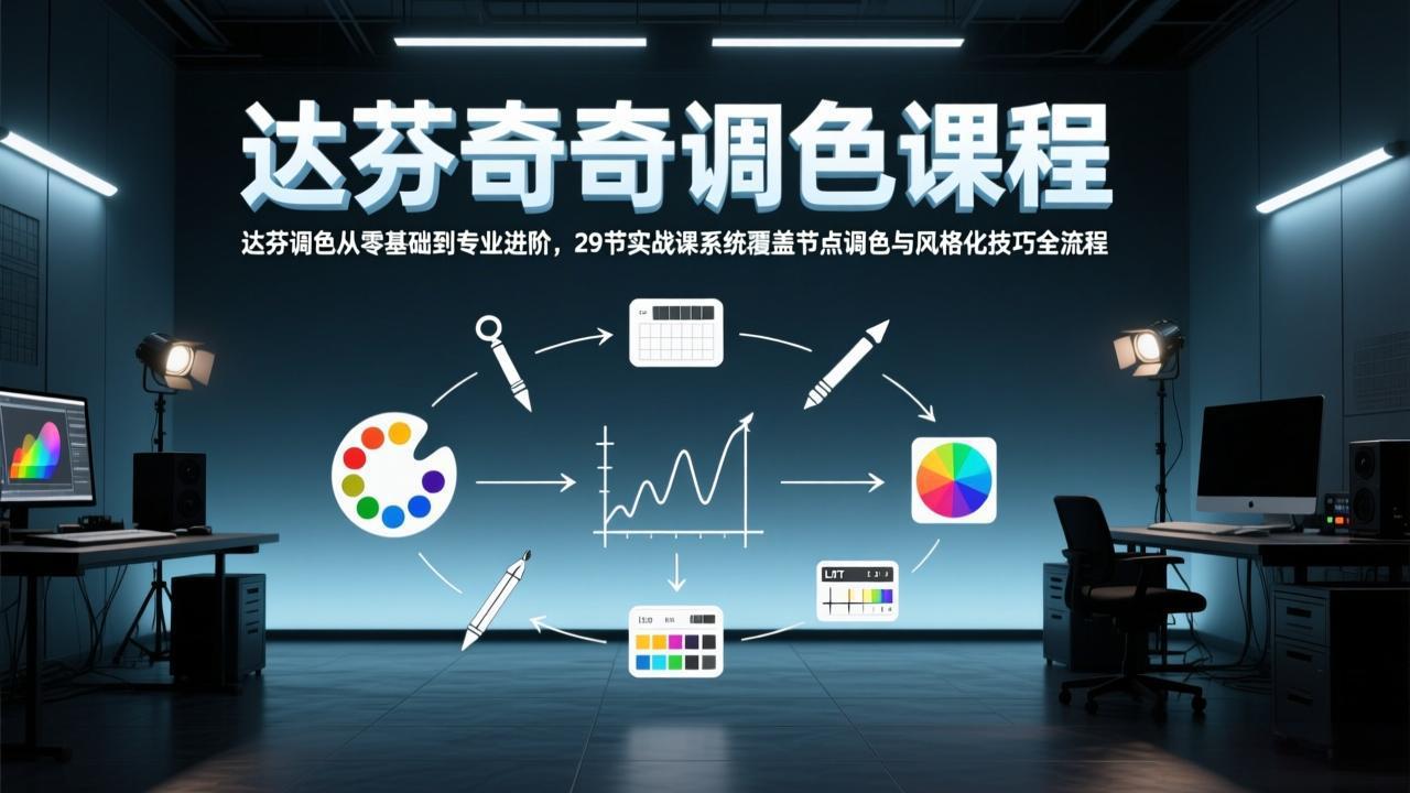 达芬奇调色从零基础到专业进阶，29节实战课系统覆盖节点调色与风格化技巧全流程-青禾学社