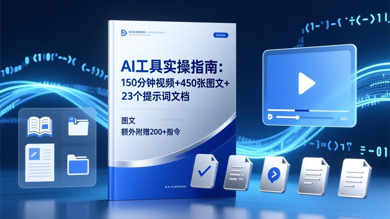 AI工具实操指南：150分钟视频+450张图文+23个提示词文档，额外附赠200+指令-青禾学社