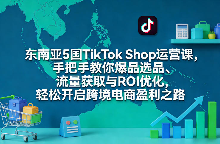 东南亚5国TikTok Shop运营课，手把手教你爆品选品、流量获取与ROI优化，轻松开启跨境电商盈利之路-青禾学社