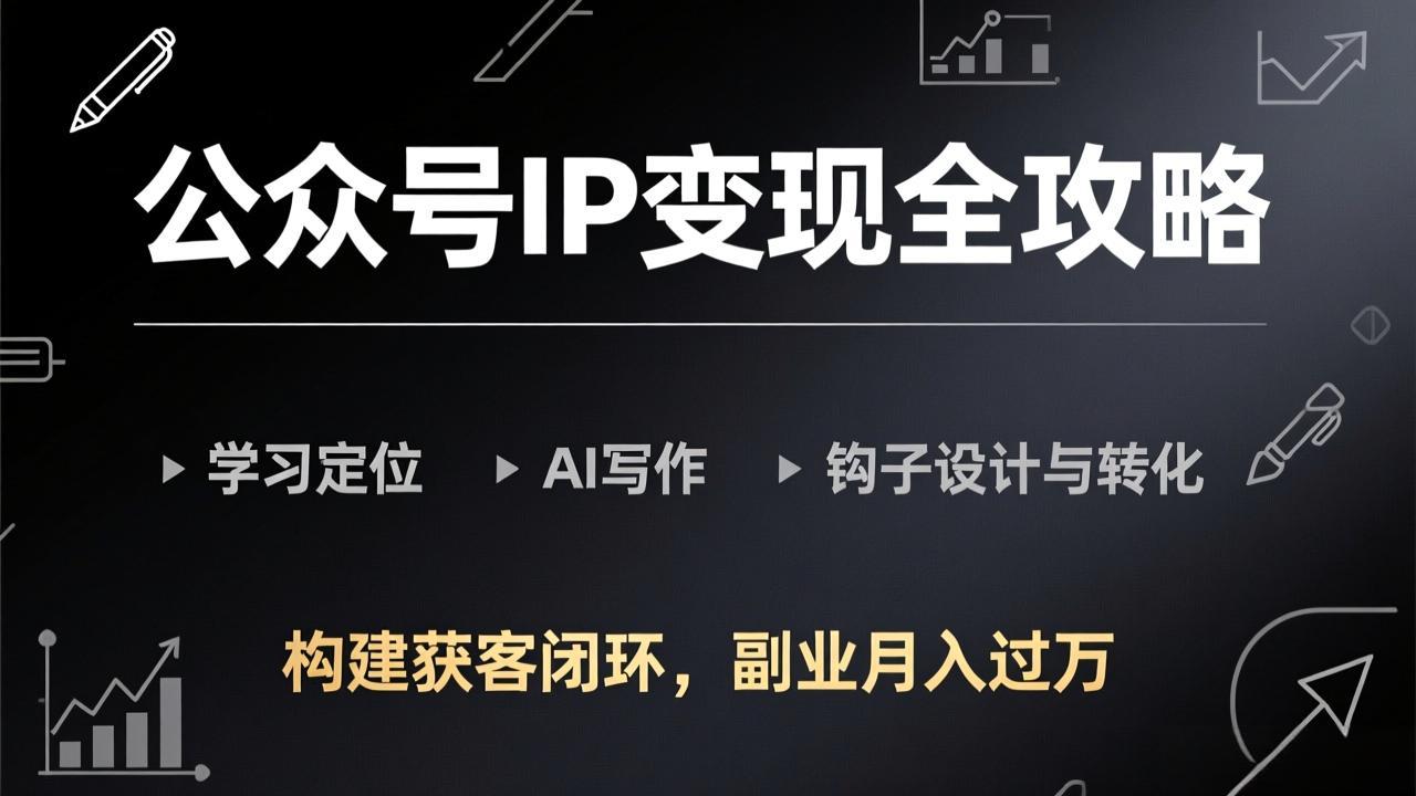 公众号IP变现全攻略-更新，学习定位、AI写作、钩子设计与转化，构建获客闭环，副业月入过万-青禾学社