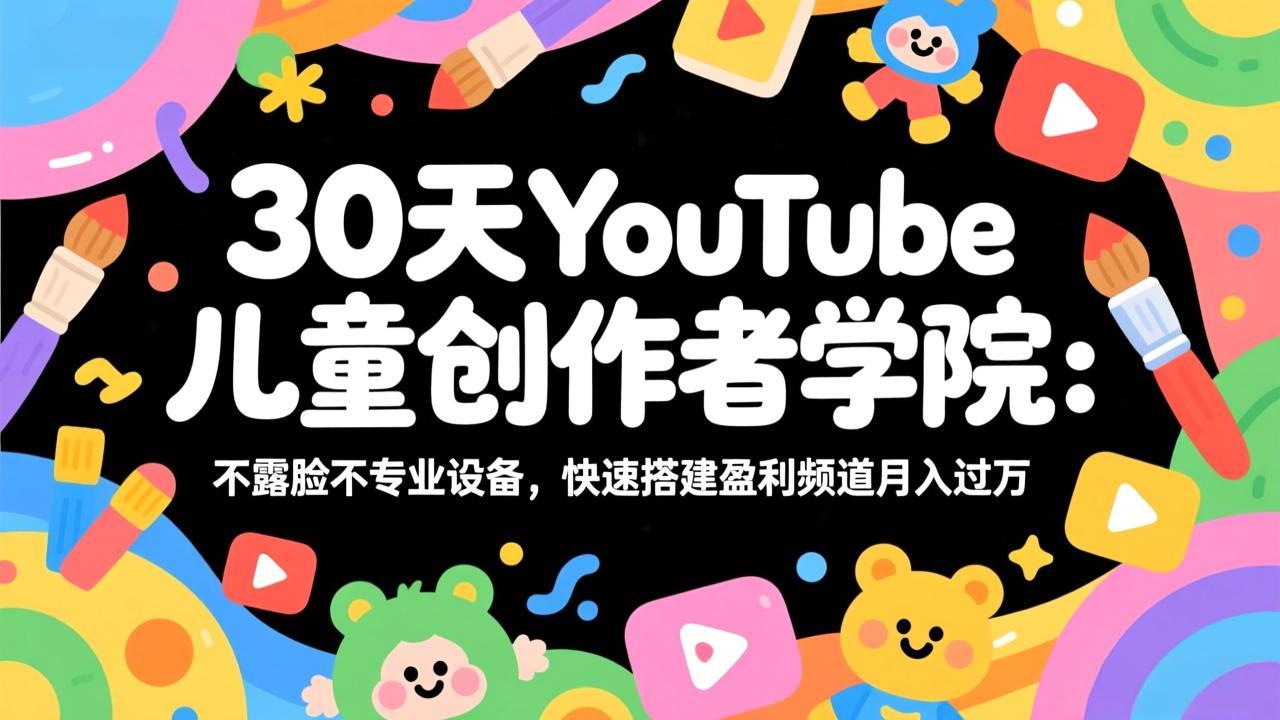 30天YouTube儿童创作者学院：不露脸不专业设备，快速搭建盈利频道月入过万-青禾学社