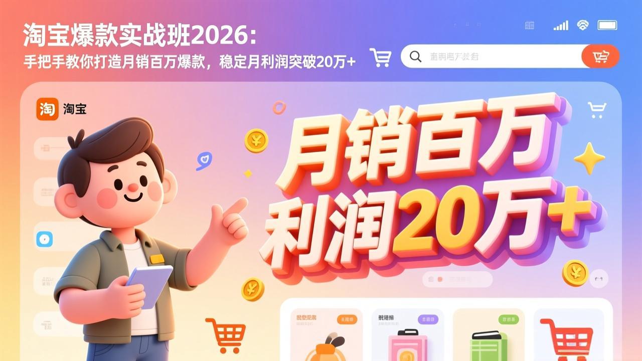 淘宝爆款实战班-2026年3月更新：手把手教你打造月销百万爆款，稳定月利润突破20万+-青禾学社