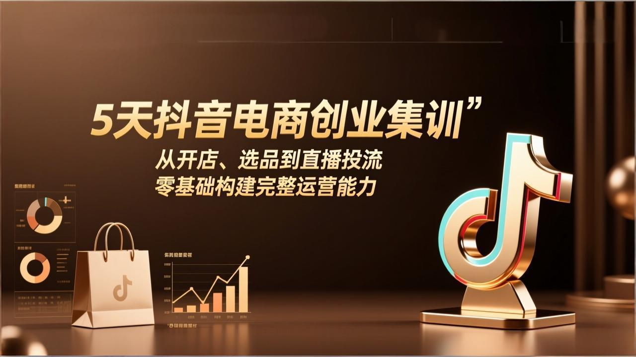 5天抖音电商创业集训：从开店、选品到直播投流，零基础构建完整运营能力-青禾学社