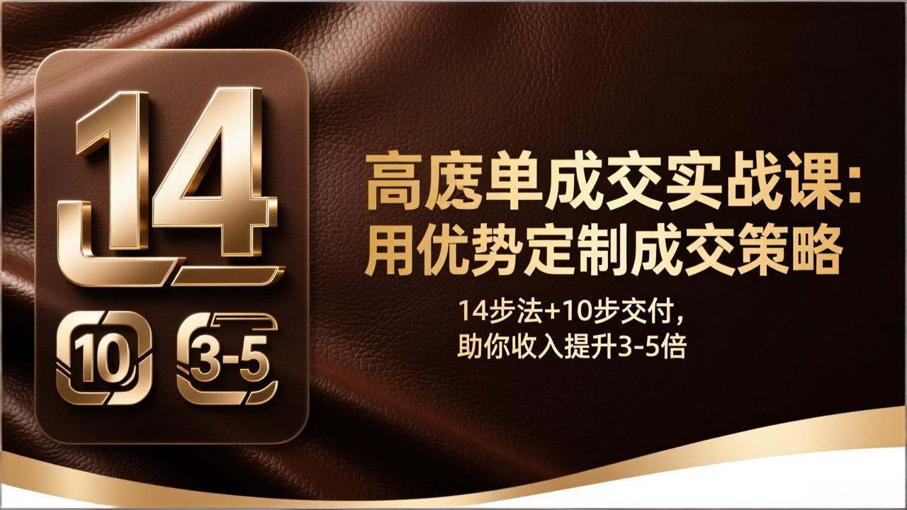 高客单成交实战课：用优势定制成交策略，14步法+10步交付，助你收入提升3-5倍-青禾学社