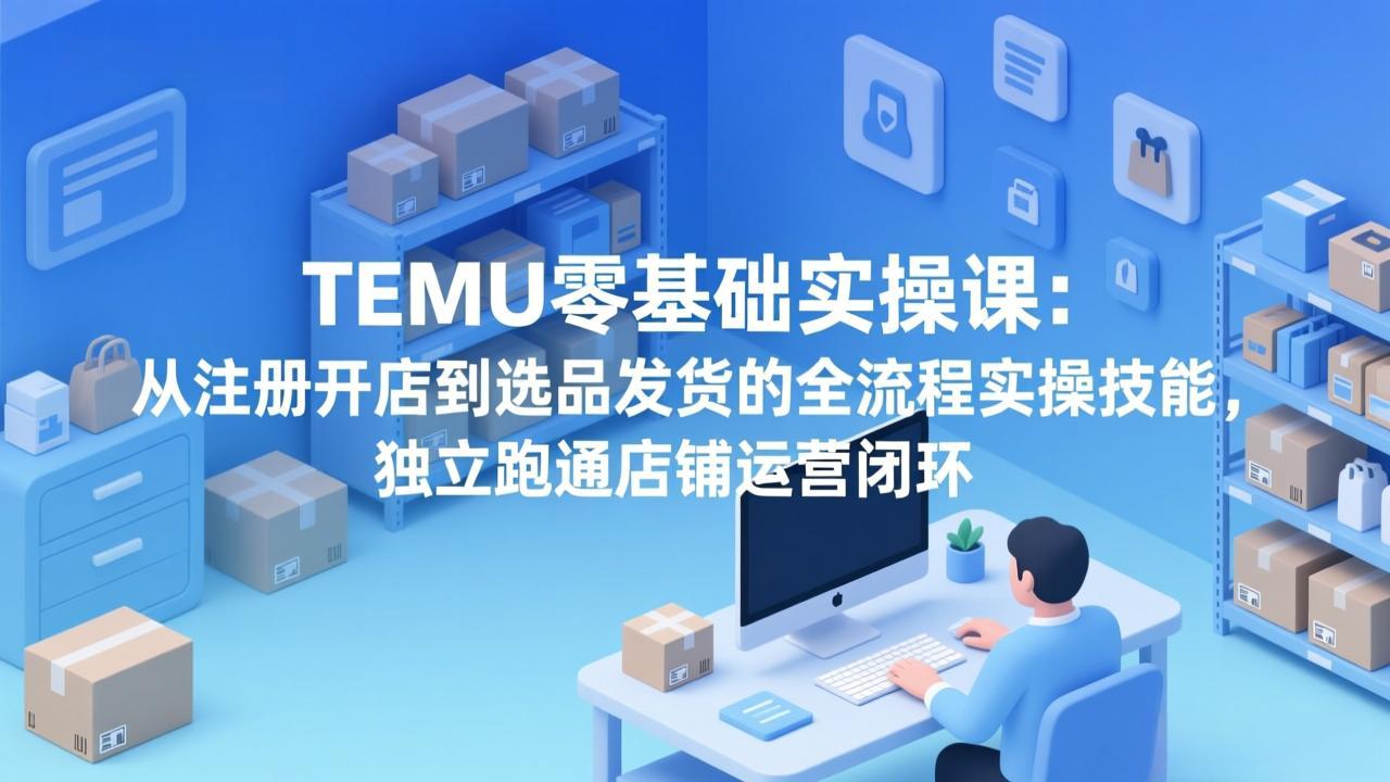 TEMU零基础实操课：从注册开店到选品发货的全流程实操技能，独立跑通店铺运营闭环-青禾学社