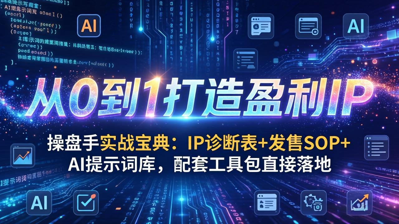 操盘手实战宝典：IP诊断表+发售SOP+AI提示词库，配套工具包直接落地，从0到1打造盈利IP-青禾学社