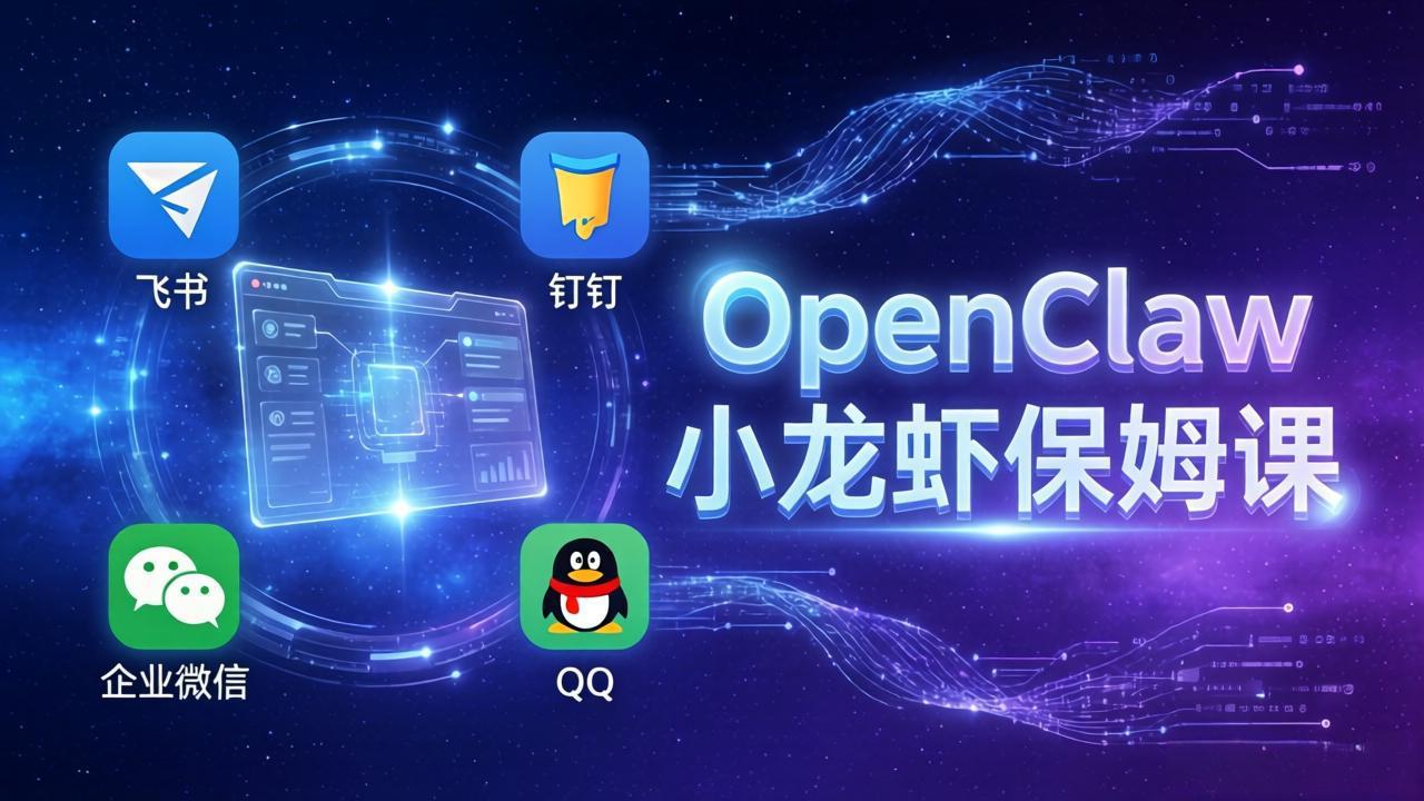 OpenClaw小龙虾保姆课： Windows/macOS/Linux/Docker全系统安装，飞书+钉钉+企业微信+QQ 全接入-青禾学社